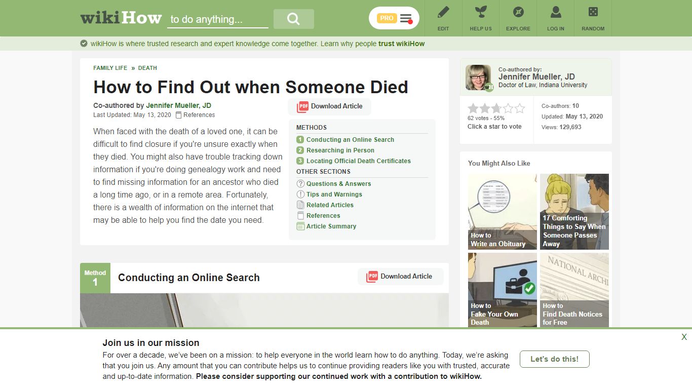 3 Ways to Find Out when Someone Died - wikiHow